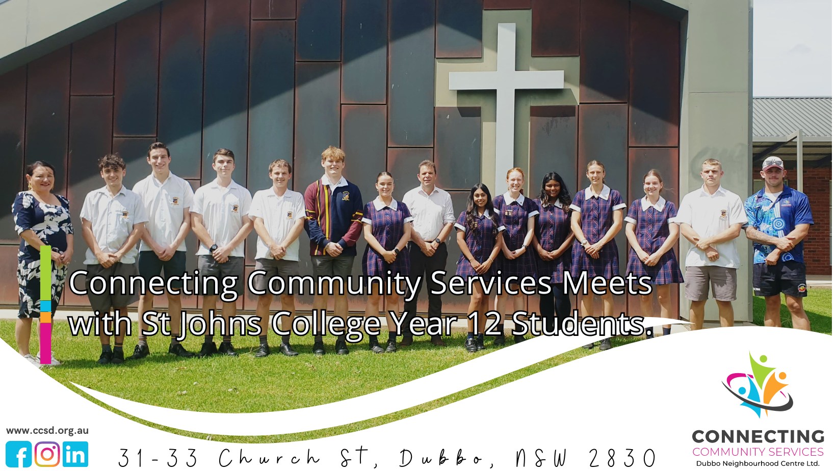 St John's College students name Connecting Community Services as their Charity in 2024